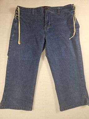 Y2K MUDD Yo! Low Rise Stretch Denim Capri Jeans with Side Lace-Up Size 11